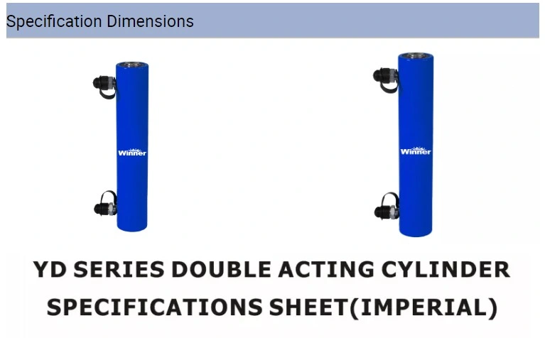 Yantai Winner Yd Model 10000psi Air Hydraulic Cylinder for Construction Using with 700bar Double Acting Hydraulic Jack.