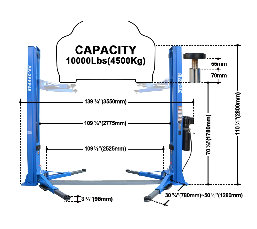 AA4c 8 Fold Post Floor Plate 2 Post Car Lift