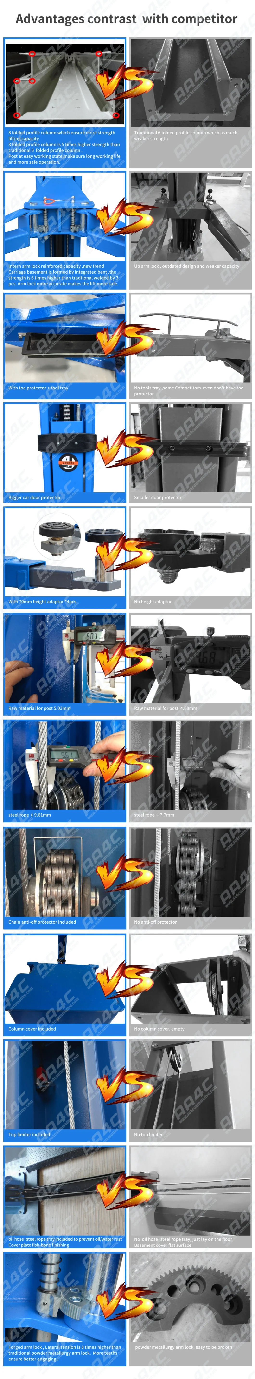 AA4c 8 Fold Post Floor Plate 2 Post Car Lift