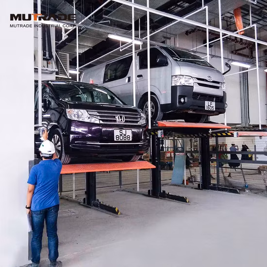 2 つのコラムと 2 つのレベルを備えた調整可能な油圧パーキング リフト、TÜV テスト済み